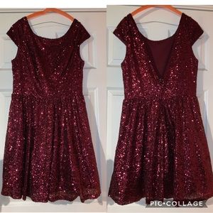 Red sequence dress